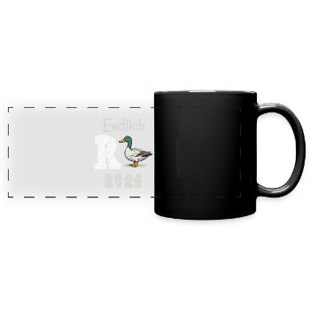 Rente 2024 mit Ente Rentner Ruhestand | R Ente - Panorama-Tasse farbig - Schwarz - Vorne