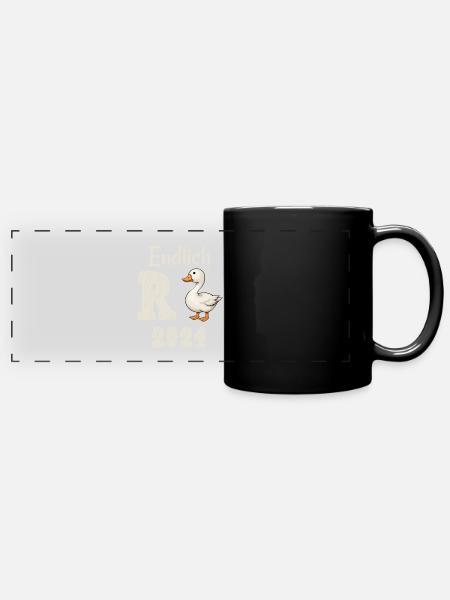 Rente 2024 mit Ente Rentner Ruhestand | R Ente - Panorama-Tasse farbig - Schwarz