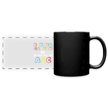 Kinder Kindergarten Ade Hallo Schule 2024 Lustiger - Panorama-Tasse farbig - Schwarz - Vorne