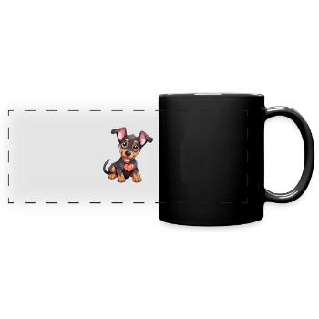 Dog Lover Dobermann Pinscher Hund Valentinstag - Panorama-Tasse farbig - Schwarz - Vorne