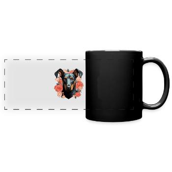 Dog Lover Dobermann Pinscher Hund Valentinstag - Panorama-Tasse farbig - Schwarz - Vorne