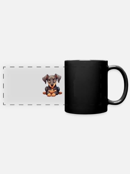 Dog Lover Dobermann Pinscher Hund Valentinstag - Panorama-Tasse farbig - Schwarz