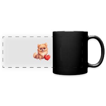 Poméranie chien maman Saint-Valentin - Mug panoramique uni - noir - Devant