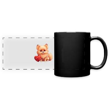 Poméranie chien maman Saint-Valentin - Mug panoramique uni - noir - Devant