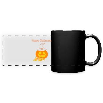 Fröhliches Halloween - Panorama-Tasse farbig - Schwarz - Vorne