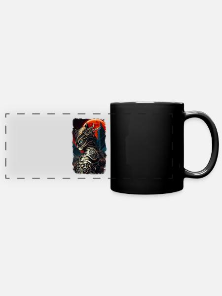 Ritter Kater - Panorama-Tasse farbig - Schwarz