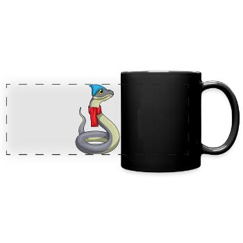 Chapeau d’hiver en forme de serpent - Mug panoramique uni - noir - Devant
