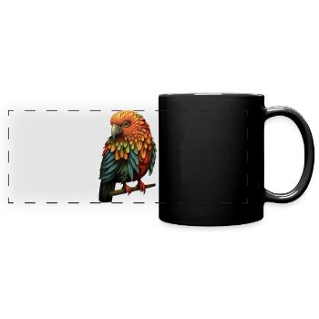 Oiseau perroquet coloré - Mug panoramique uni - noir - Devant