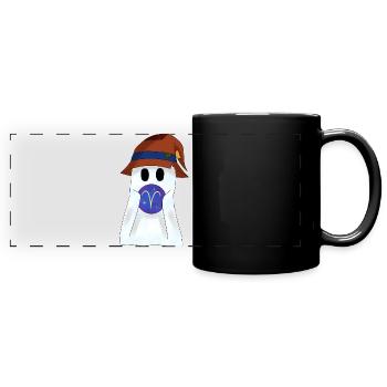 Astrologischer Widder Tierkreiszeichnertop - Panorama-Tasse farbig - Schwarz - Vorne