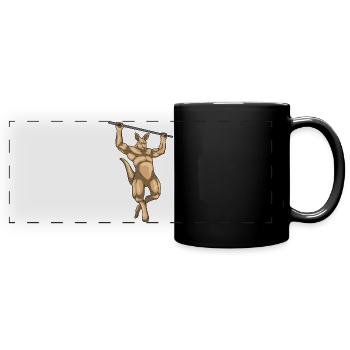 Kangaroo Bodybuilder Pull-Ups Bodybuilding - Full Colour Panoramic Mug - black - Front