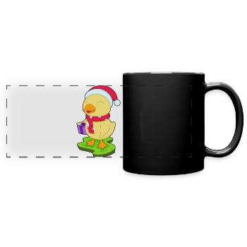 Duck Christmas Package - Full Colour Panoramic Mug - black - Front