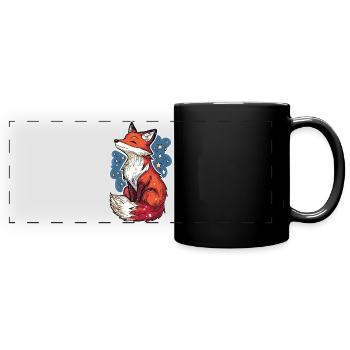 Fox and starry sky - Full Colour Panoramic Mug - black - Front