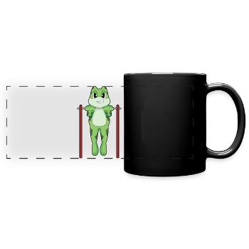 Frosch Bodybuilder Klimmzüge Bodybuilding - Panorama-Tasse farbig - Schwarz - Vorne