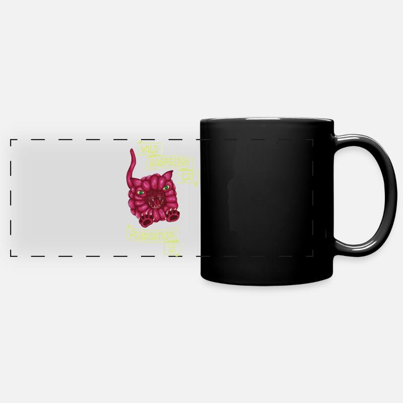 Wild Raspberry Cat - Full Colour Panoramic Mug - black