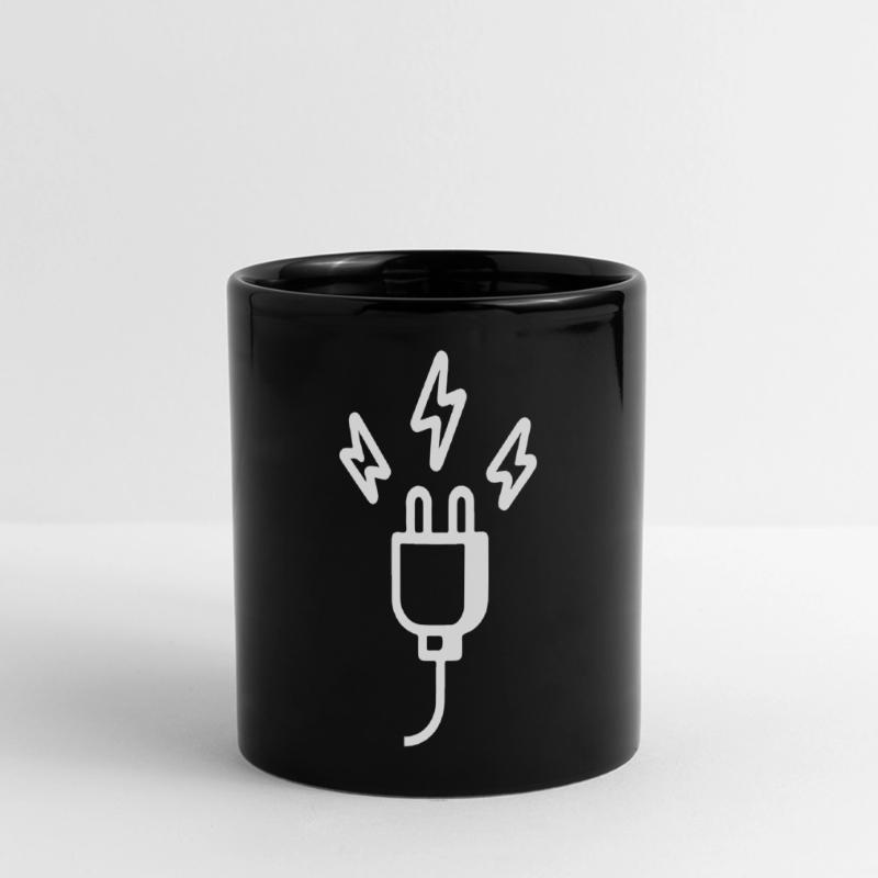 Strom Stecker Symbol Panorama-Tasse farbig