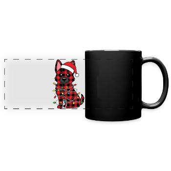 German Shepherd Dog Christmas Plaid Red - Full Colour Panoramic Mug - black - Front