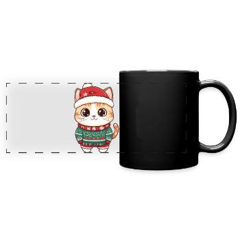 Chat Noël Noël - Mug panoramique uni - noir - Devant