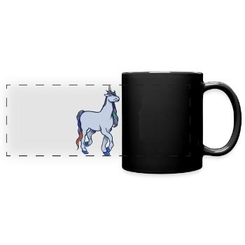 Pastell-Regenbogeneinhorn - Panorama-Tasse farbig - Schwarz - Vorne