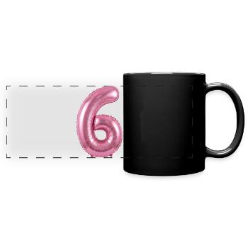 6. Geburtstag Shirt, Pinker Ballon Helium - Panorama-Tasse farbig - Schwarz - Vorne