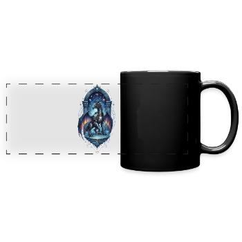 Sternenbogen Drache im Mondlicht - Panorama-Tasse farbig - Schwarz - Vorne