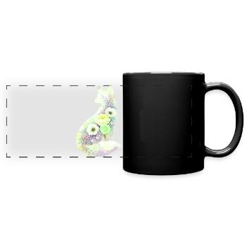 Fuchs Silhouette Aquarell Blumen - Panorama-Tasse farbig - Schwarz - Vorne