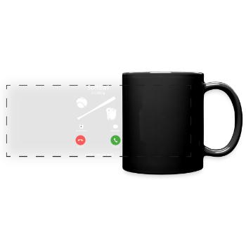 Softball Is Calling Funny Phone Screen Design - Full Colour Panoramic Mug - black - Front