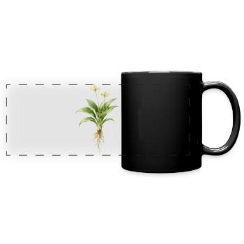 Wild Garlic Plant Botanical Design - Full Colour Panoramic Mug - black - Front