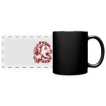 Lion rugissant - Mug panoramique uni - noir - Devant