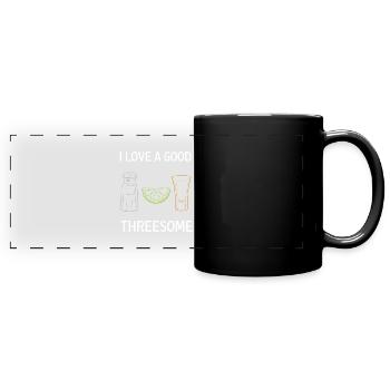 Tequila Threesome Funny Alcohol Party Saying - Full Colour Panoramic Mug - black - Front