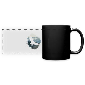 eagle,painting,grey,flies,bird,mountains,landscape - Full Colour Panoramic Mug - black - Front
