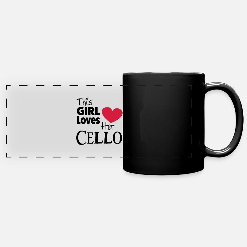 This Girl Loves Her Cello - Panorama-Tasse farbig - Schwarz