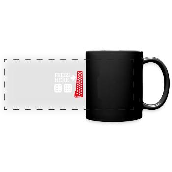 Drücken Sie hier - Panorama-Tasse farbig - Schwarz - Vorne
