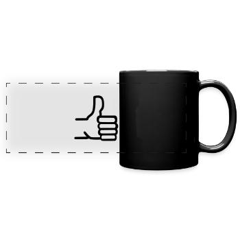 Daumen hoch - Panorama-Tasse farbig - Schwarz - Vorne