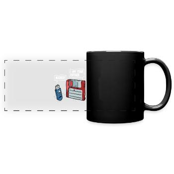 Disquette & cadeau clé USB pour les geeks d’ordinateur - Mug panoramique uni - noir - Devant