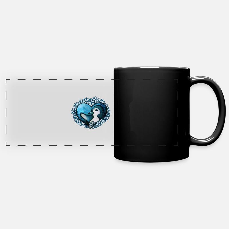 Ich liebe Pinguine - Panorama-Tasse farbig - Schwarz