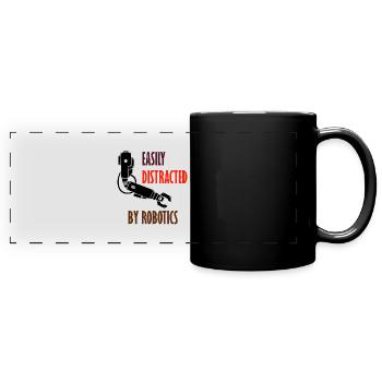 Abgelenkt durch Roboter Professional Coding - Panorama-Tasse farbig - Schwarz - Vorne