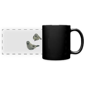Seehunde - Panorama-Tasse farbig - Schwarz - Vorne
