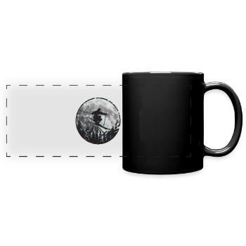Skieur Moon Mountains - Mug panoramique uni - noir - Devant