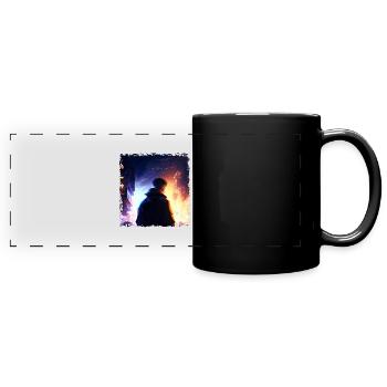 Punk Man in the Battle of the Future in Sci-Fi War - Full Colour Panoramic Mug - black - Front