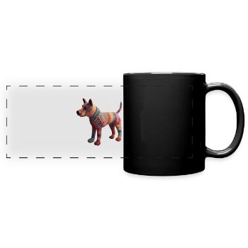 Bekannt wie ein bunter Hund ist eine Redewendung - Panorama-Tasse farbig - Schwarz - Vorne