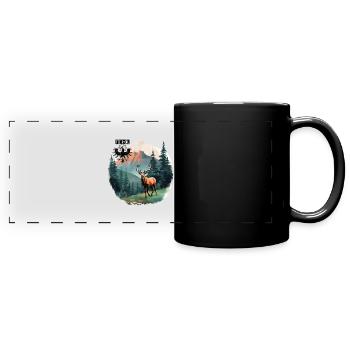 Tyrolean Eagle with Deer Design Village Kids Traditional Costume - Full Colour Panoramic Mug - black - Front