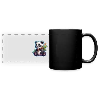 Panda / Animal / Zoo / Bamboo / Wild / Childlike - Full Colour Panoramic Mug - black - Front