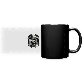 Cow Girl / Wild West / Desert / Lasso / Rodeo - Full Colour Panoramic Mug - black - Front
