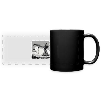 Grue / de chantier / treuil / système de grue - Mug panoramique uni - noir - Devant