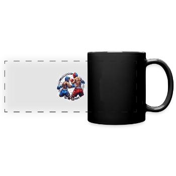 Boxeur / Sports / Combat / Arène / Ring de boxe / Poings - Mug panoramique uni - noir - Devant