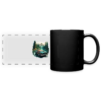Old Timer / Car / 50s / Retro / Vintage - Full Colour Panoramic Mug - black - Front