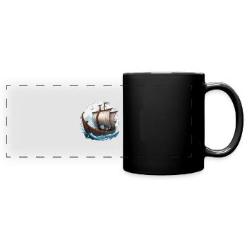 Bateau pirate / Bateau / Mer / Océan / Vagues - Mug panoramique uni - noir - Devant