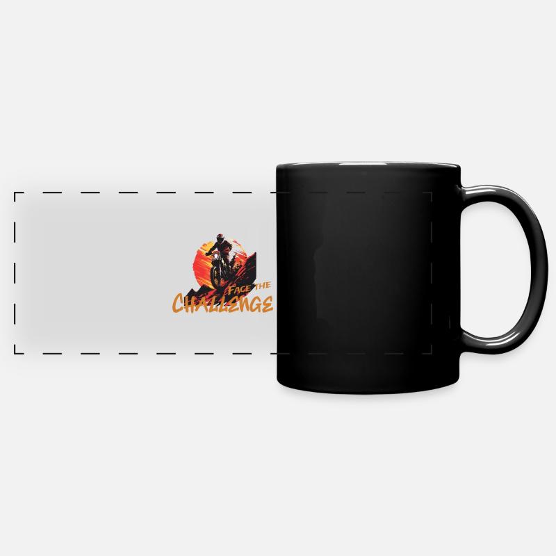 Motocross offroad motorcycle sunset gift - Full Colour Panoramic Mug - black