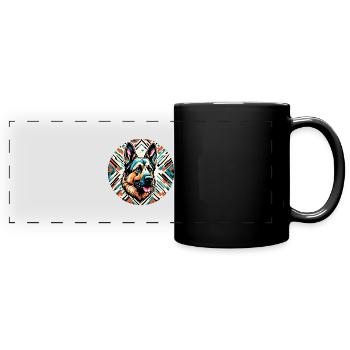 Chien / Animal / Animal de compagnie / Poilu / Berger allemand - Mug panoramique uni - noir - Devant