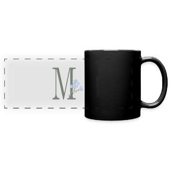 M à fleurs bleues - Mug panoramique uni - noir - Devant